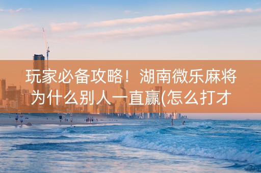 玩家必备攻略！湖南微乐麻将为什么别人一直赢(怎么打才赢)