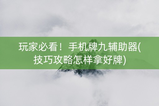 玩家必看！手机牌九辅助器(技巧攻略怎样拿好牌)