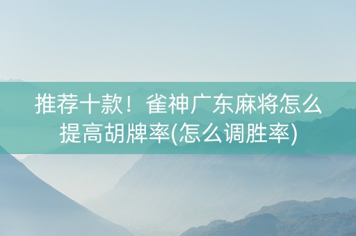 推荐十款！雀神广东麻将怎么提高胡牌率(怎么调胜率)