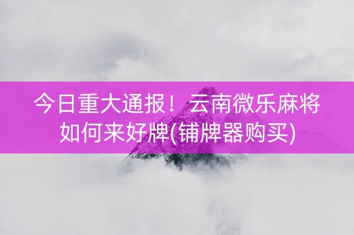 今日重大通报！云南微乐麻将如何来好牌(铺牌器购买)