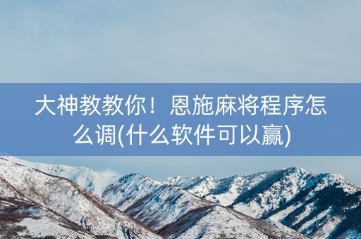 大神教教你！恩施麻将程序怎么调(什么软件可以赢)