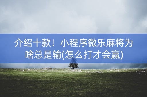 介绍十款！小程序微乐麻将为啥总是输(怎么打才会赢)