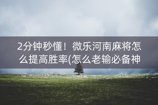 2分钟秒懂！微乐河南麻将怎么提高胜率(怎么老输必备神器)