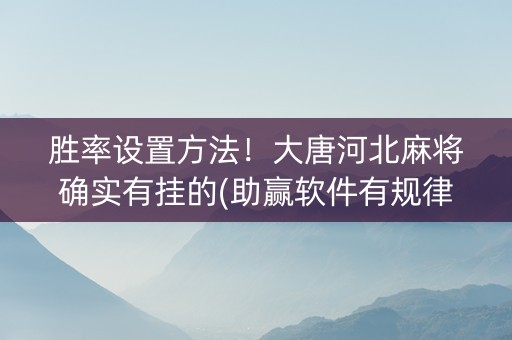 胜率设置方法！大唐河北麻将确实有挂的(助赢软件有规律吗)