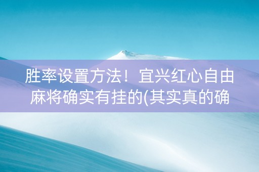 胜率设置方法！宜兴红心自由麻将确实有挂的(其实真的确实有挂)