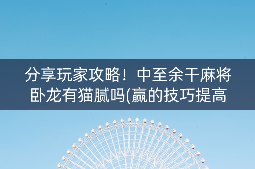 分享玩家攻略！中至余干麻将卧龙有猫腻吗(赢的技巧提高胜率)