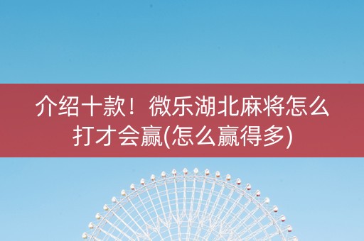 介绍十款！微乐湖北麻将怎么打才会赢(怎么赢得多)