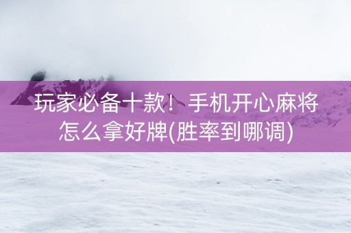 玩家必备十款！手机开心麻将怎么拿好牌(胜率到哪调)