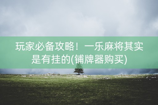 玩家必备攻略！一乐麻将其实是有挂的(铺牌器购买)