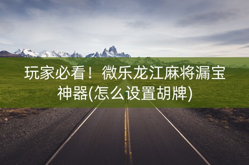 玩家必看！微乐龙江麻将漏宝神器(怎么设置胡牌)