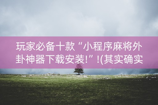 玩家必备十款“小程序麻将外卦神器下载安装!”!(其实确实有挂)-抖音