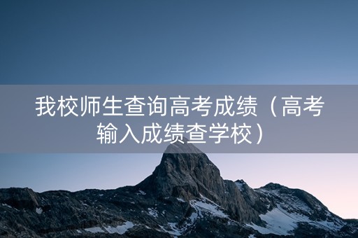 我校师生查询高考成绩（高考输入成绩查学校）
