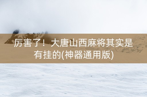 厉害了！大唐山西麻将其实是有挂的(神器通用版)
