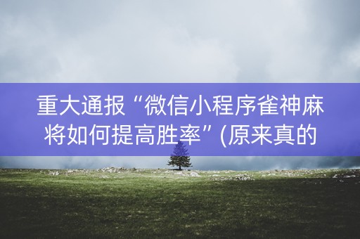 重大通报“微信小程序雀神麻将如何提高胜率”(原来真的有挂)-抖音