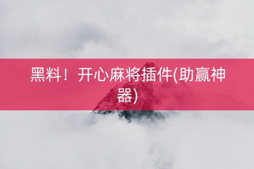 黑料！开心麻将插件(助赢神器)
