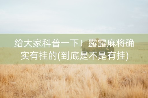 给大家科普一下！露露麻将确实有挂的(到底是不是有挂)