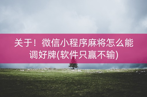 关于！微信小程序麻将怎么能调好牌(软件只赢不输)