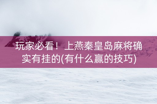 玩家必看！上燕秦皇岛麻将确实有挂的(有什么赢的技巧)