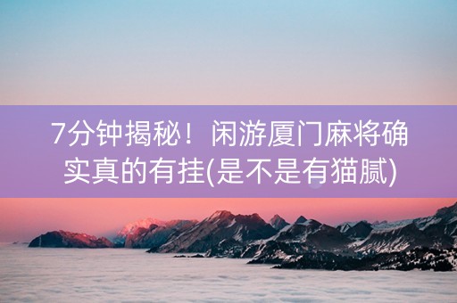 7分钟揭秘！闲游厦门麻将确实真的有挂(是不是有猫腻)