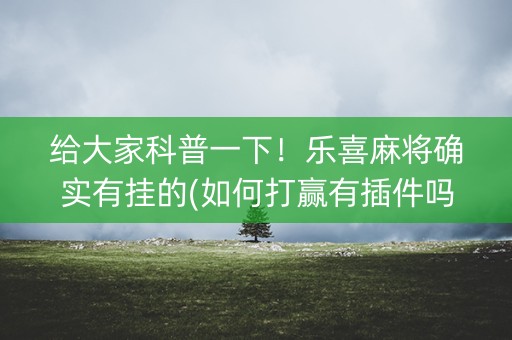 给大家科普一下！乐喜麻将确实有挂的(如何打赢有插件吗)