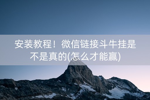 安装教程！微信链接斗牛挂是不是真的(怎么才能赢)