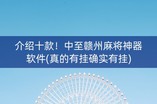 介绍十款！中至赣州麻将神器软件(真的有挂确实有挂)
