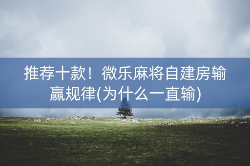 推荐十款！微乐麻将自建房输赢规律(为什么一直输)