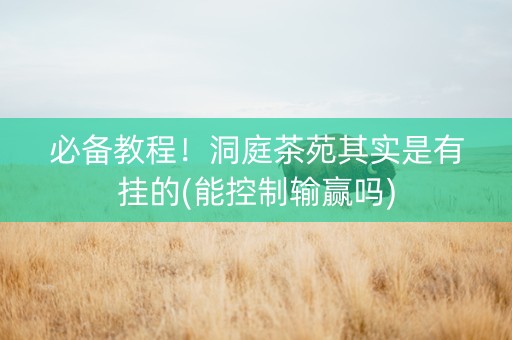 必备教程！洞庭茶苑其实是有挂的(能控制输赢吗)
