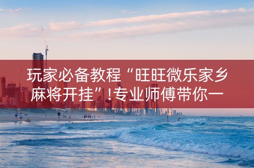 玩家必备教程“旺旺微乐家乡麻将开挂”!专业师傅带你一起了解（详细教程）-抖音