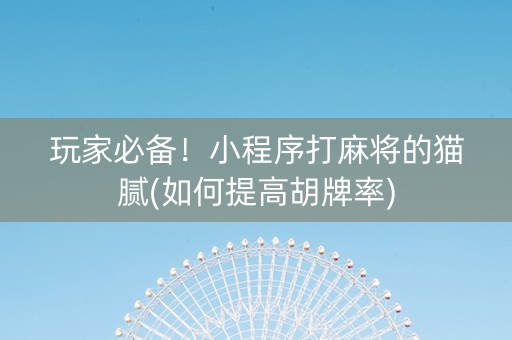 玩家必备！小程序打麻将的猫腻(如何提高胡牌率)