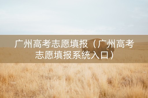 广州高考志愿填报（广州高考志愿填报系统入口）
