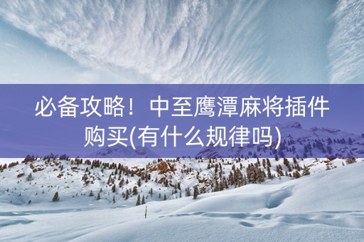 必备攻略！中至鹰潭麻将插件购买(有什么规律吗)
