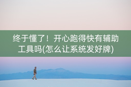 终于懂了！开心跑得快有辅助工具吗(怎么让系统发好牌)