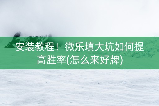 安装教程！微乐填大坑如何提高胜率(怎么来好牌)
