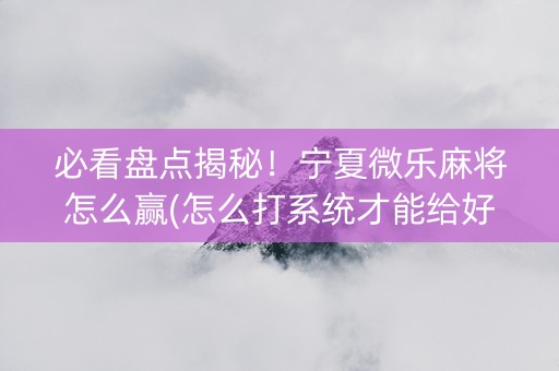 必看盘点揭秘！宁夏微乐麻将怎么赢(怎么打系统才能给好牌)