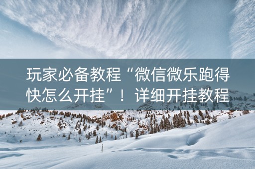 玩家必备教程“微信微乐跑得快怎么开挂”！详细开挂教程（确实真的有挂)-抖音