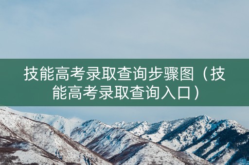 技能高考录取查询步骤图（技能高考录取查询入口）