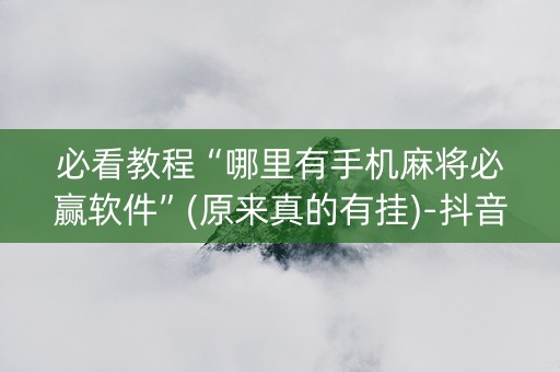 必看教程“哪里有手机麻将必赢软件”(原来真的有挂)-抖音