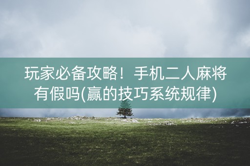 玩家必备攻略！手机二人麻将有假吗(赢的技巧系统规律)