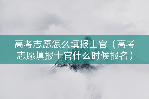 高考志愿怎么填报士官（高考志愿填报士官什么时候报名）