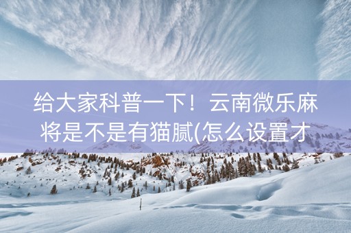 给大家科普一下！云南微乐麻将是不是有猫腻(怎么设置才能赢)