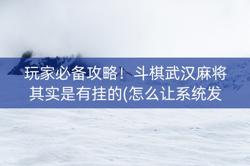玩家必备攻略！斗棋武汉麻将其实是有挂的(怎么让系统发好牌)