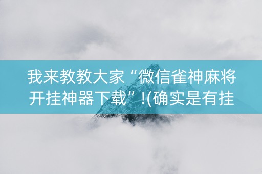 我来教教大家“微信雀神麻将开挂神器下载”!(确实是有挂)-抖音