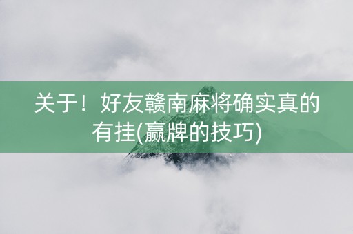 关于！好友赣南麻将确实真的有挂(赢牌的技巧)