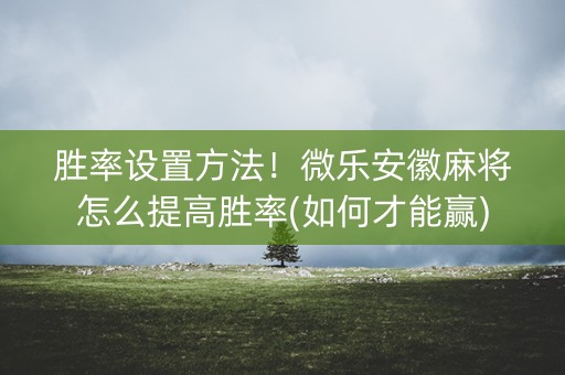胜率设置方法！微乐安徽麻将怎么提高胜率(如何才能赢)