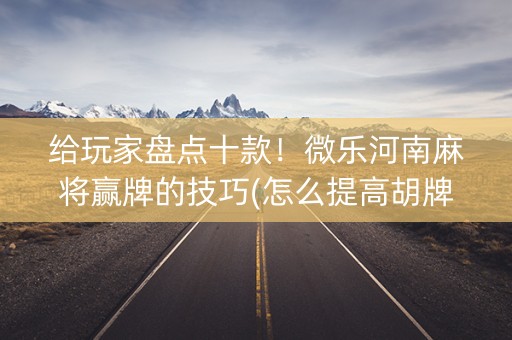 给玩家盘点十款！微乐河南麻将赢牌的技巧(怎么提高胡牌率)