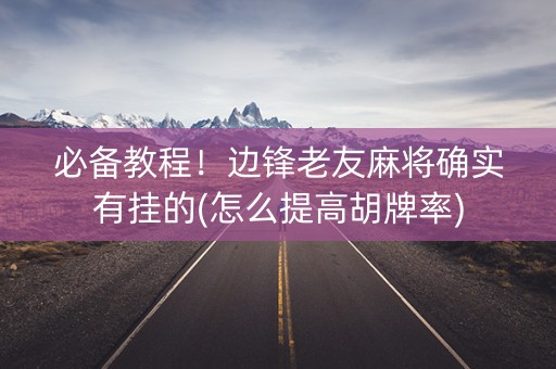 必备教程！边锋老友麻将确实有挂的(怎么提高胡牌率)