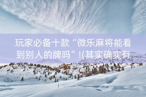 玩家必备十款“微乐麻将能看到别人的牌吗”!(其实确实有挂)-抖音