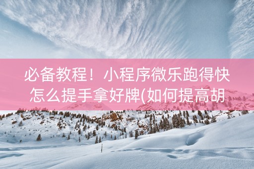 必备教程！小程序微乐跑得快怎么提手拿好牌(如何提高胡牌率)