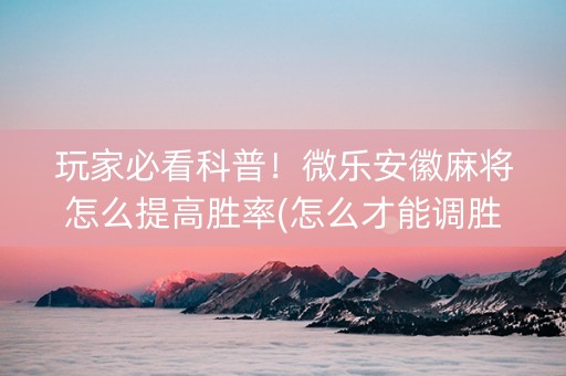 玩家必看科普！微乐安徽麻将怎么提高胜率(怎么才能调胜率)